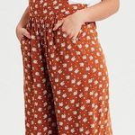 American Eagle Outfitters Women's Orange Ae Ditsy Soft Jumpsuit Overal Size M Photo 0