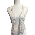 Swoon Cream Crochet Lace Vest 100% Cotton, Boho Festival Layering Piece S/M Size M Photo 1