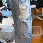 Tinseltown  Womens Size 9 Blue Distressed Mom‎ Jeans High Rise Frayed Hem Photo 4