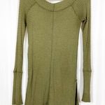 Free People  Kate Thermal Long Sleeved Top: Olive Army Camo Green Photo 3