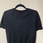 Loft Black 100% Pima Cotton Short-Sleeve Crewneck Button-up Cardigan, Medium Photo 5