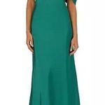 Adrianna Papell  Women's Satin Draped One-Shoulder Mermaid Gown Jungle Sz 10 Photo 0