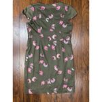 Boden Olive Floral Cap Sleeve Sheath Elegant Dress Size US 18 L Pink Green Midi Photo 8