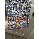 Talbots Size 4 Blue White Paisley Floral Straight Leg Pull-On Elastic Waist Pant Photo 2