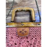 Patricia Nash Carmen Salmon Crochet Wood Leather Shoulder Chain Satchel Handbag Photo 2