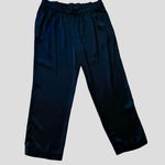 Chico's  Black Label Satin Pants Womens XL Navy Blue Straight Leg Pull On Photo 1