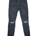 EXPRESS  Hyper Stretch Ripped Hem Skinny Jeans Black Distressed Size 6R Photo 1