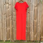 H by Halston H Halston Cardinal Red Regular Jet Set Jersey Wide-Leg Jumpsuit Lace Sleeves Photo 2