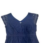 Fossil Penny Lace Dress M Bohemian Cap Sleeve V-Neck Elastic Waist Scallop Navy Photo 3