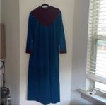 Vintage Vanity Fair Long Sleeve Long Embroidered Duster Nightgown Lingerie Blue Size L Photo 4