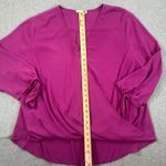 Everleigh Purple Wrap Drape Blouse Women's 2XL High Low Long Sleeve V Photo 5