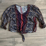 Lovestitch  Multicolor Boho Tie-Front Blouse Photo 0