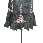 Free People  Pavlo Embroidered Smock Dress Black Purple Floral‎ Size XS Photo 6