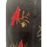DRAPERS & DAMONS Black Christmas Cardigan Cardinals Size Large Sequins Photo 2