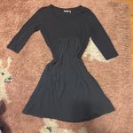 LOGO By Lori Goldstein Dress Sz M MIDI Maxi w/Chiffon Trim Black Quarter Sleeve Photo 0