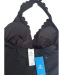 Cupshe  Black Halter Scalloped Tankini Top and Standard Bottoms 2 pc Medium Photo 8
