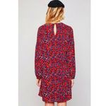 Hayden long sleeve tie neck navy red and white dot print shift dress size large Photo 1