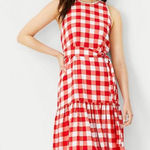 Ann Taylor Red Gingham Halter Midi Dress – Size S (NWT) Photo 0