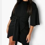 Boohoo Kimono Sleeves Wrap Over Dress Black Size 18 Photo 0
