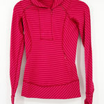 Lululemon Womens Athleisure Think Fast Thumbhole Pullover Size 2 Berry Striped Photo 0