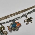 Ann Taylor Rhinestone Charm Bracelet Gold Tone With Fish Seahorse And Starfish Photo 4
