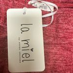 La Miel heathered crimson off the shoulder bell sleeves top Red Photo 4