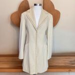 Nine West Linen Embellished Blazer Boho Western Style Trench Coat By Size Large Photo 1