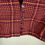 ZARA Womens Houndstooth Long Sleeve Cropped Button Down Shirt Size Sm Academia Photo 3