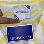 Addison Bay Womens Stripe 1/4 Zip Cotton Delancey Pullover Yellow Large NWT Photo 4