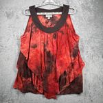 Dress Barn  Blouse XL Tiered Ruffle Tie Dye Swirl Tank Top Brown Orange Rust Flowy Photo 1