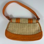 Cole Haan Amanda Straw Small Orange Leather Satchel Bag Purse NWT Y2K Photo 8