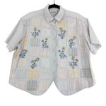 Vintage Casey & Max Button Blouse Women Large Crop Cottage Core Embroider white Photo 1