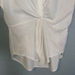 Caslon  Women's Twist Front Linen Blend Collared Blouse White‎ Sz Small Petite Photo 4