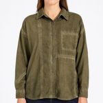 BDG  Urban Outfitters Green Washed Cotton Shacket Overshirt Button Down Small Photo 0