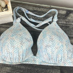 Shade & Shore Blue & Tan Snake Animal Print Contour Underwire Bikini Top 36D Photo 0