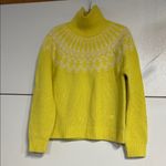 Tory Burch WOMENS FAIR ISLE TURTLENECK SWEATER MERINO WOOL YELLOW SMALL Photo 1