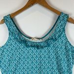 Boden UK 18 US 14 Teal Floral‎ Print Ruffle Neck Sleeveless Tank Top Blue Photo 5
