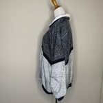 intage Black White Nylon Track Jacket Windbreaker Geometric Pattern Sz 1X Photo 2