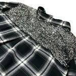 Originality Black White Plaid Cropped Raw Hem Oversize Flannel Top – Large Photo 2