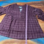 Wrangler NWT Brown Plaid Blouse size L western boho peasant top Photo 7