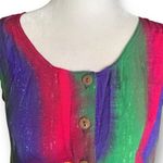 Vintage Young Fashion Top Multicolor Batik Rainbow Fish Print Scoopneck Tank Pink Photo 2