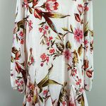 TINSEL Floral Print Pleated Ruffle Hem High Neck Long sleeve Dress Size Medium Green Photo 0