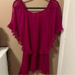 Free People  Raspberry Pink Ruffle Semi Sheer Babydoll Style Dress Photo 2