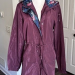 Vera Bradley  Packable Raincoat Size Large Burgandy Fresh Cut Bouquet Photo 0