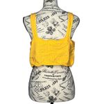 A New Day MEDIUM Striped Button Detail Linen Blend Front Tie Crop Top Tank Photo 3