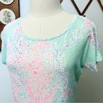 Lilly Pulitzer  Mikela Linen Tee in Minty Fresh Fan Sea XXS Photo 3