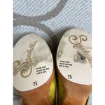 Seychelles Anthropologie  yellow leather mules wooden platform heel, size 7.5 Photo 12