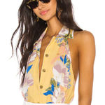 Free People  Yellow Halter Bodysuit Tank Small Photo 0
