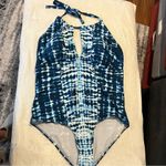 Mynah Blue and White One Piece Swimsuit High Neck Tie Dye Swimsuit size 22W Photo 6