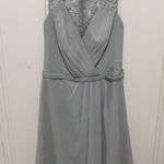 David's Bridal David’s Bridal Mystic Silver Grey Lace V Neck Wedding Guest Bridesmaid Dress 4 Photo 0